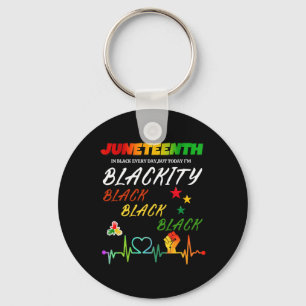 Juneteenth Blackity Heartbeat Black History Africa Keychain