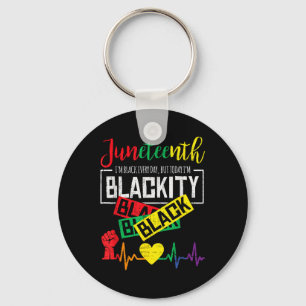 Juneteenth Blackity Heartbeat Freedom African June Keychain