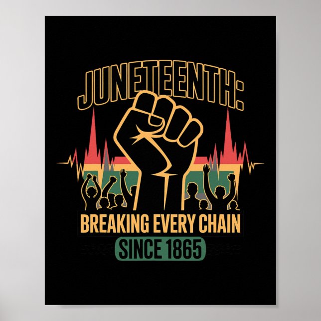 Juneteenth Breaking Every Chain Since 1865 Vintage Poster (Front)
