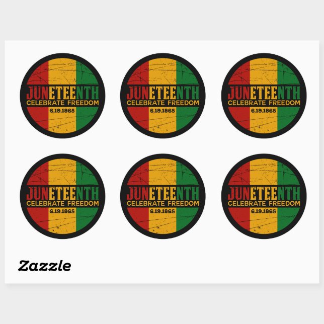 Juneteenth Celebrate Freedom Classic Round Sticker (Sheet)