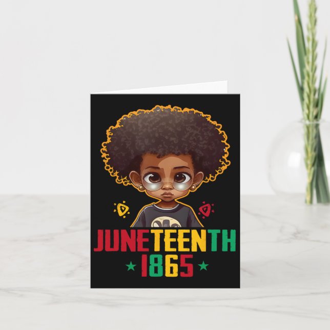 Juneteenth Celebrating 1865 Cool Brown Skin King B Card (Front)
