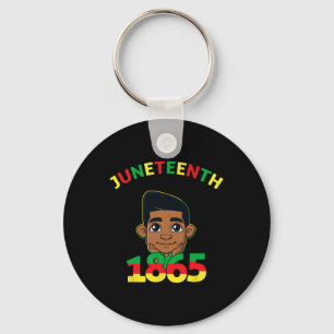 Juneteenth Celebrating 1865 Cool Brown Skin King B Keychain