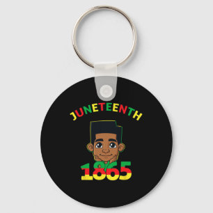 Juneteenth Celebrating 1865 Cool Brown Skin King B Keychain