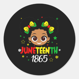 Juneteenth Celebrating 1865 Cute Black Girls Kids  Classic Round Sticker