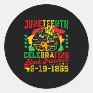 Juneteenth Celebrating Black Freedom 1865 Afro Gir Classic Round Sticker