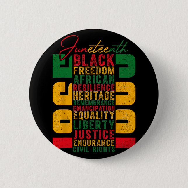 Juneteenth Celebrating Black Freedom 1865 Independ 2 Inch Round Button (Front)