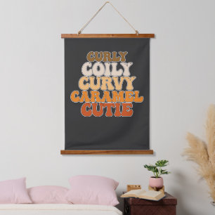 Juneteenth Curly Coily Curvy Caramel Cutie Hanging Tapestry