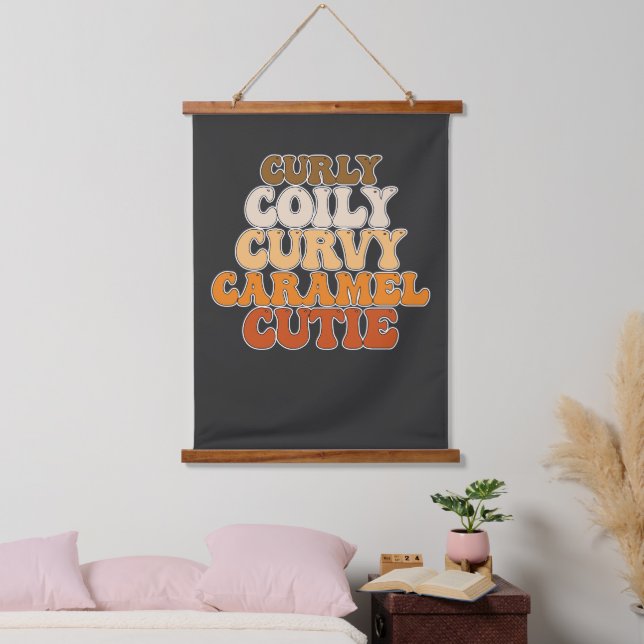 Juneteenth Curly Coily Curvy Caramel Cutie Hanging Tapestry (Bedroom)