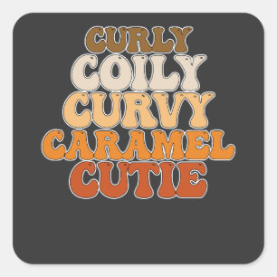 Juneteenth Curly Coily Curvy Caramel Cutie Square Sticker
