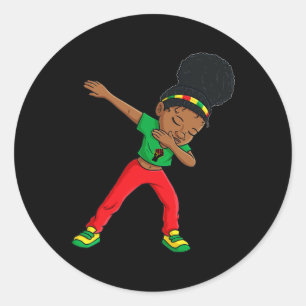 Juneteenth Dabbing Black Princess Cute Brown Skin Classic Round Sticker