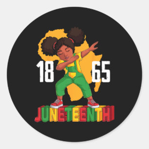 Juneteenth Dabbing Girl Kids Girls Women Black Afr Classic Round Sticker