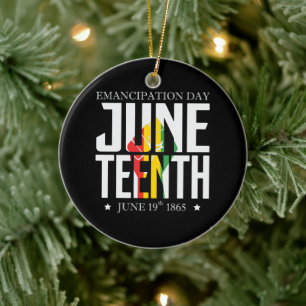 Juneteenth Emancipation Day Red Black Green Ceramic Ornament