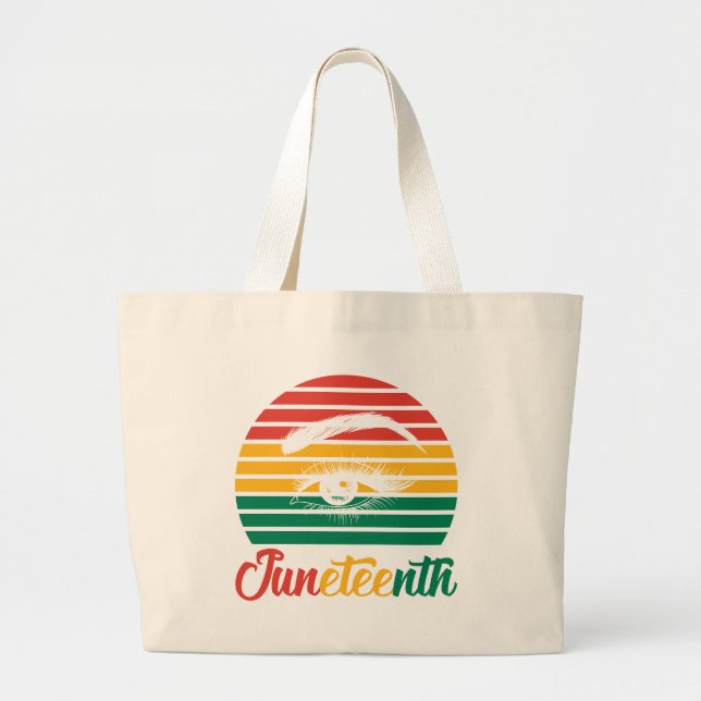 Juneteenth | Eyes And Eyebrows | Red Black Green Large Tote Bag (Front)