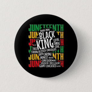 Juneteenth Fathers Day Proud Black King Afro Afric 2 Inch Round Button