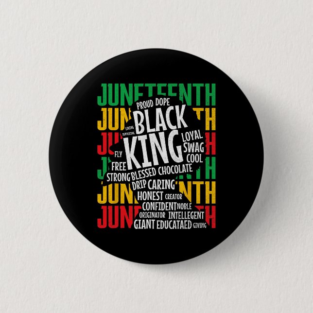 Juneteenth Fathers Day Proud Black King Afro Afric 2 Inch Round Button (Front)