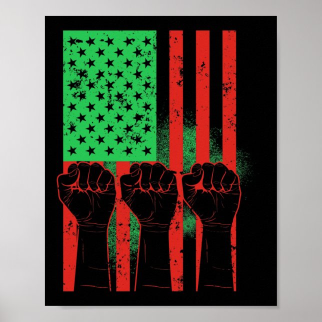 Juneteenth Fists Black African American Flag Pride Poster (Front)