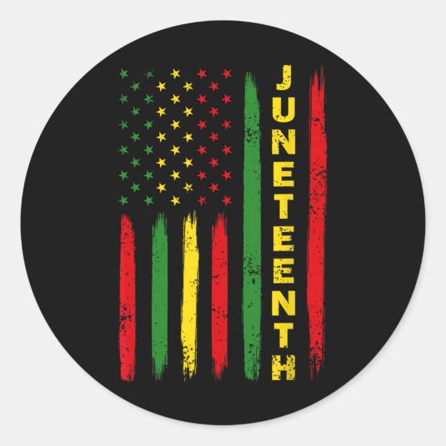 Juneteenth Flag Black Freedom 1865  Classic Round Sticker (Front)