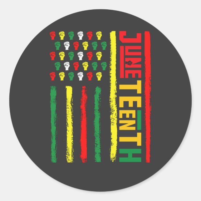 Juneteenth Flag Celebrating Black Freedom 1865 Classic Round Sticker (Front)