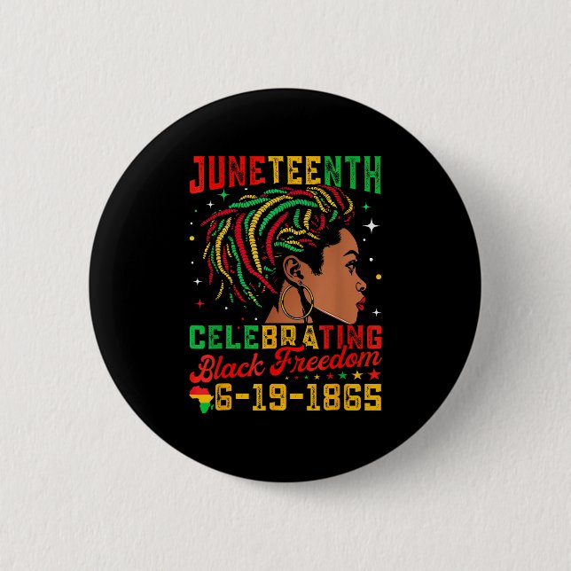 Juneteenth Flag Celebrating Black Freedom Juneteen 2 Inch Round Button (Front)
