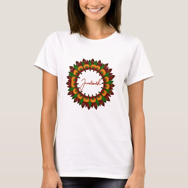 Juneteenth floral mandala African-inspired colours T-Shirt (Front)