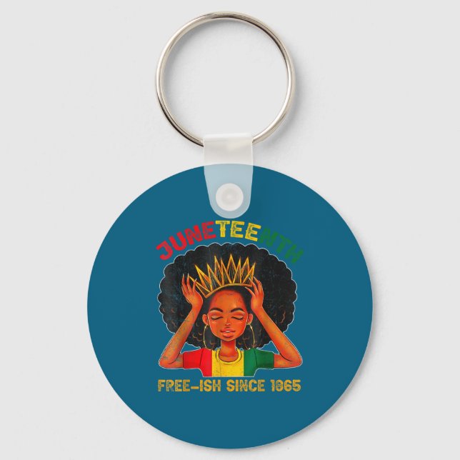 Juneteenth free-ish since 1865 black pride keychain (Front)