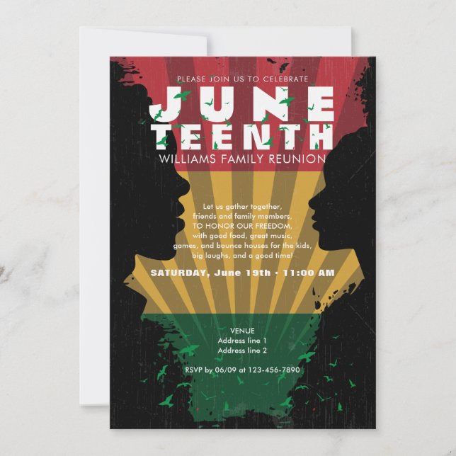Juneteenth Freedom 1865 Black History Celebration Invitation (Front)