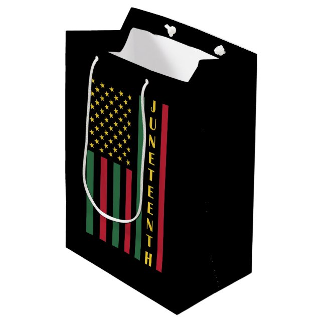 Juneteenth Freedom Celebration USA American Flag Medium Gift Bag (Front Angled)