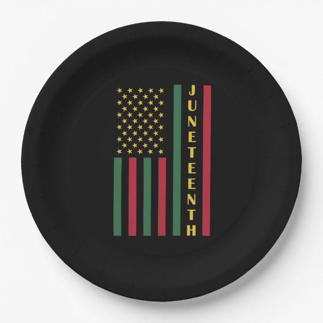 Juneteenth Freedom Celebration USA American Flag Paper Plate (Front)