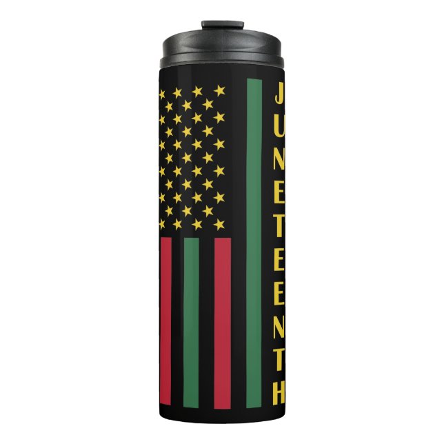Juneteenth Freedom Celebration USA American Flag Thermal Tumbler (Front)