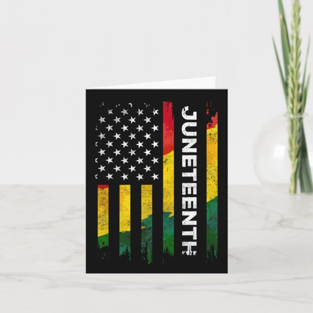 Juneteenth Freedom Day American Flag Black Pride  Card (Front)