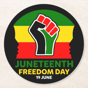 Juneteenth Freedom Day Black History  Round Paper Coaster