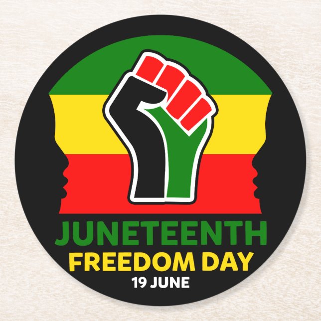 Juneteenth Freedom Day Black History  Round Paper Coaster (Front)