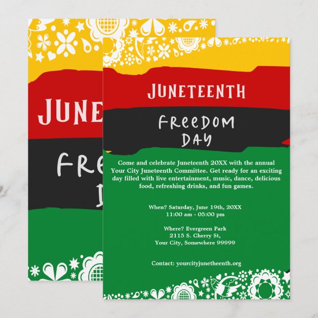 Juneteenth Freedom Day City Celebration Fancy Flag Holiday Card (Front/Back)
