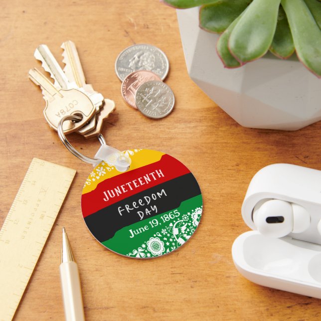 Juneteenth Freedom Day City Celebration Fancy Flag Keychain (Desk)