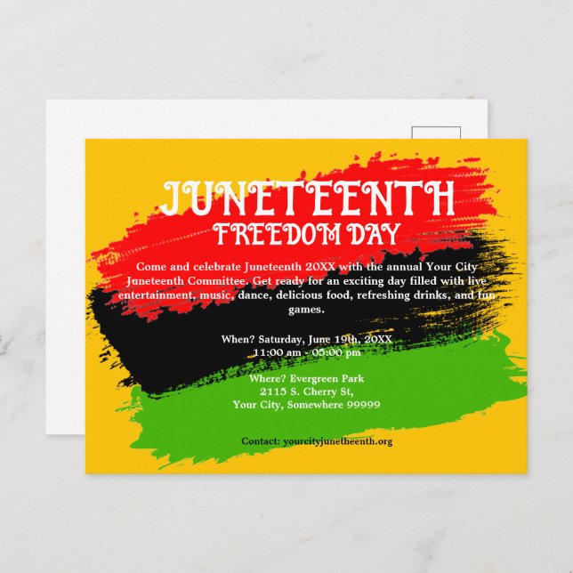 Juneteenth Freedom Day Flag Celebration Holiday Postcard (Front/Back)
