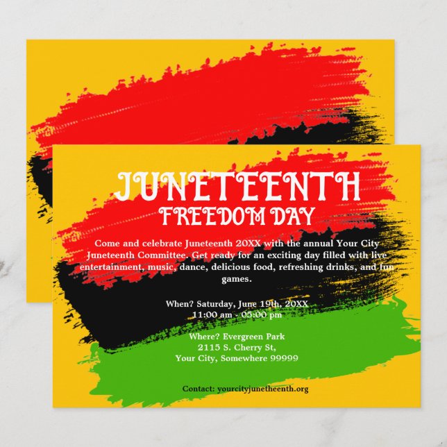 Juneteenth Freedom Day Flag Celebration Invitation (Front/Back)
