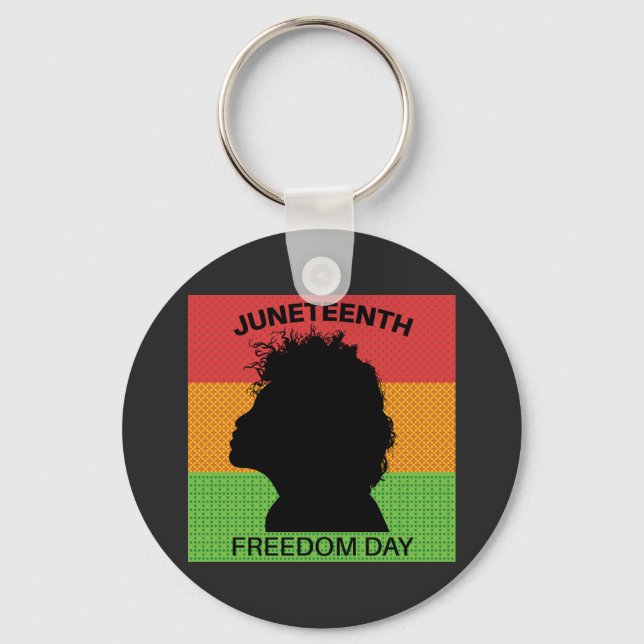Juneteenth Freedom Day, Flag Pattern Keychain (Front)