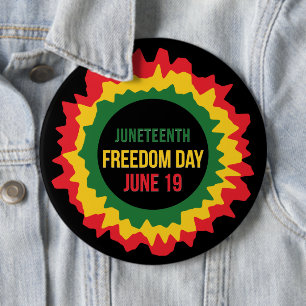Juneteenth Freedom Liberation June 19th 6 Inch Round Button