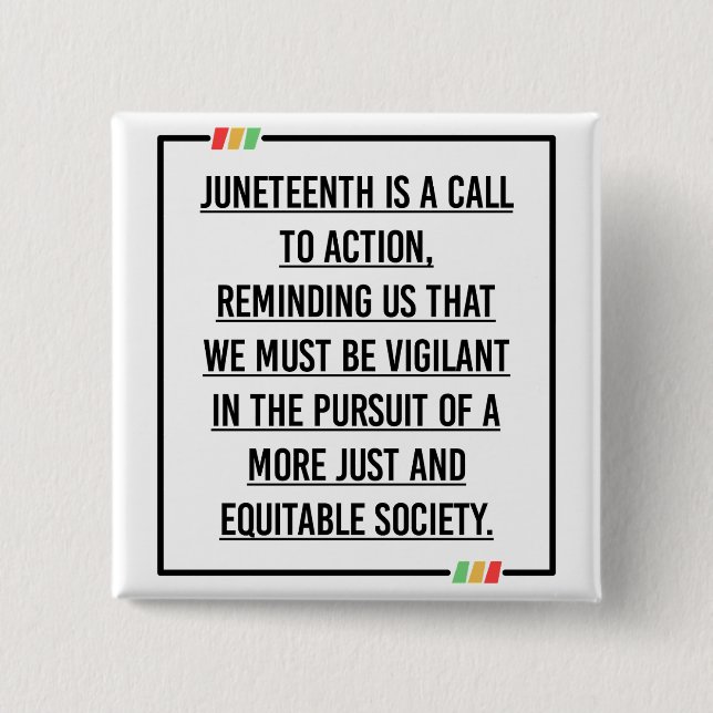 Juneteenth, Freedom of African American. 2 Inch Square Button (Front)