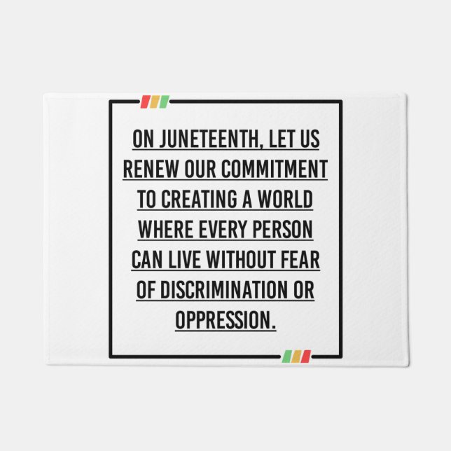 Juneteenth, Freedom of African American. Doormat (Front)