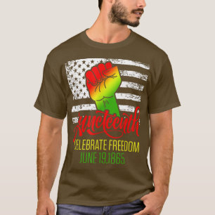 Juneteenth Freedom USA American Flag African Black T-Shirt