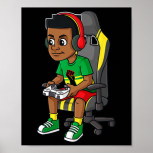 Juneteenth Gamer Fun Boys Kids Teens Gaming Poster