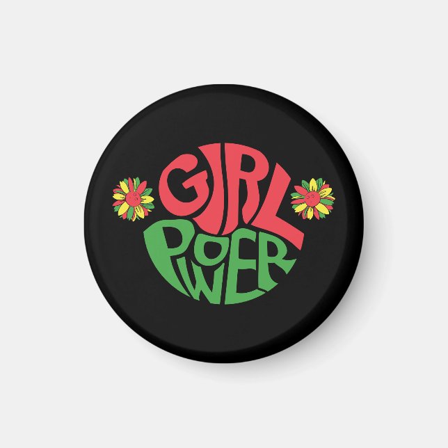 Juneteenth | Girl Power | Red Black Green Throw Pi Magnet (Front)