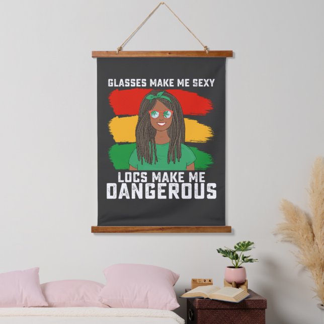 Juneteenth Glasses Locs Make Me Dangerous Hanging Tapestry (Bedroom)