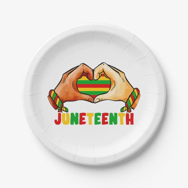 Juneteenth Heart  Paper Plate (Front)