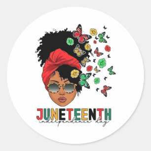 Juneteenth History Freedom Butterfly Melanie Black Classic Round Sticker