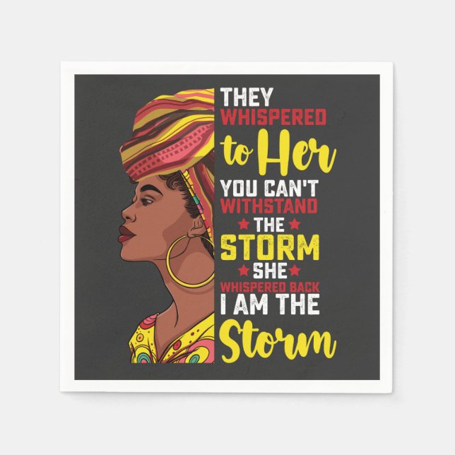 Juneteenth I Am The Storm Melanin Black Girl Napkin (Front)