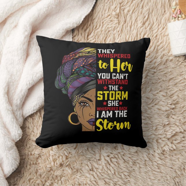 Juneteenth I Am The Storm Melanin Black Girl Throw Pillow (Blanket)
