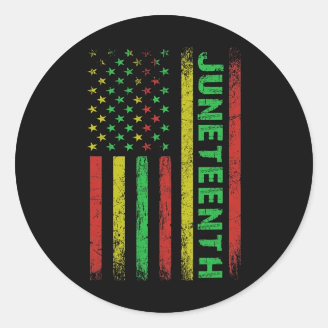 Juneteenth In A Flag Black History Juneteenth 1  Classic Round Sticker (Front)