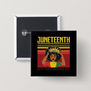 Juneteenth Independence Afro Woman 2 Inch Square Button